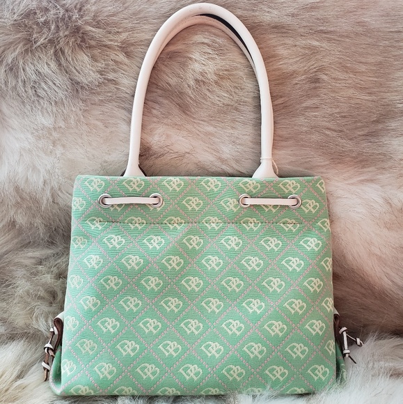 NEW Dooney & Bourke Green & Pink mini tassel tote - Picture 6 of 8
